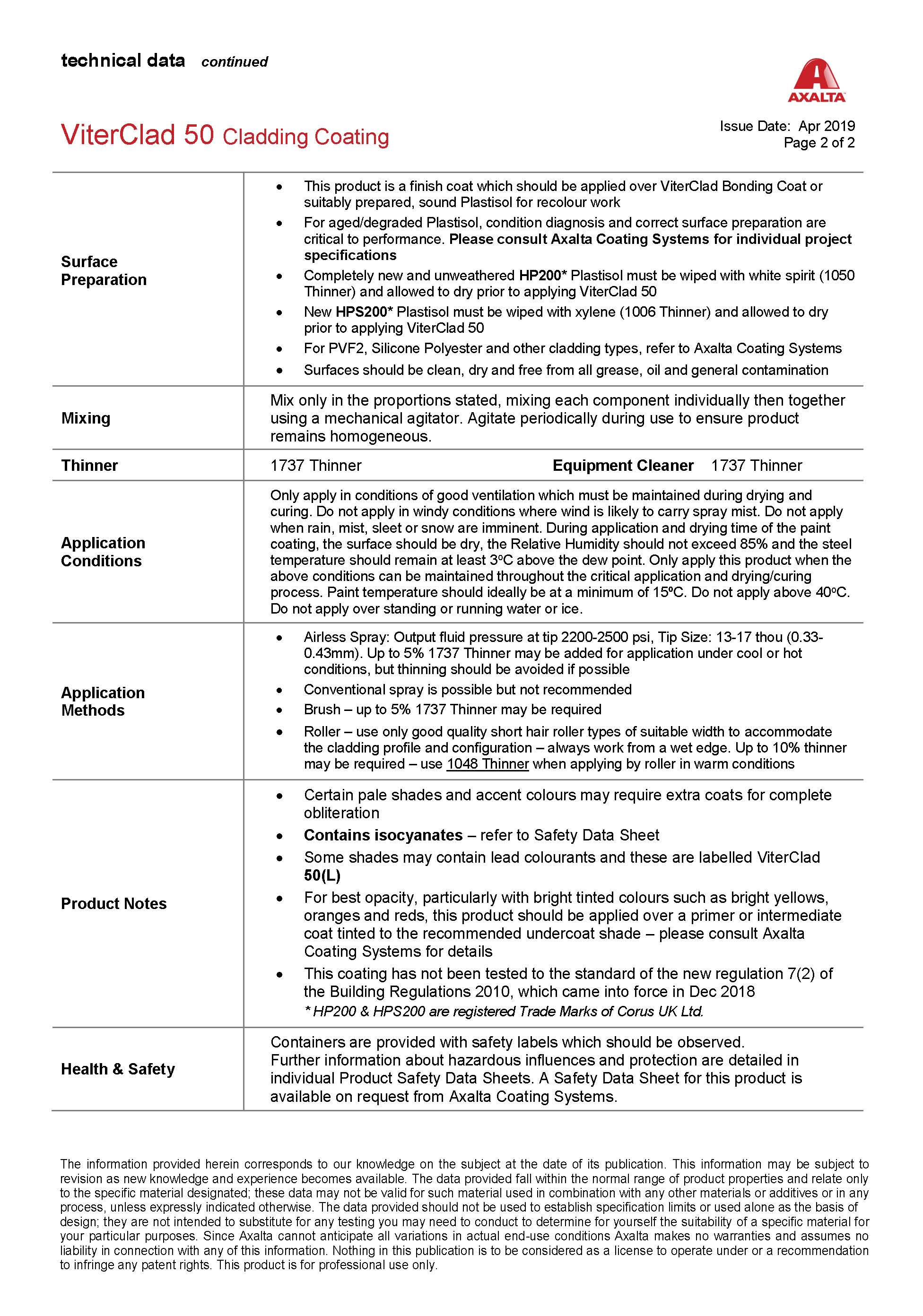 Page One ViterClad Datasheet